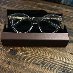 Clear Barbie Glasses with Brown Case